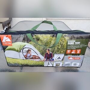 Ozark Trail Green and White 3-Person Dome Tent in Carry Bag